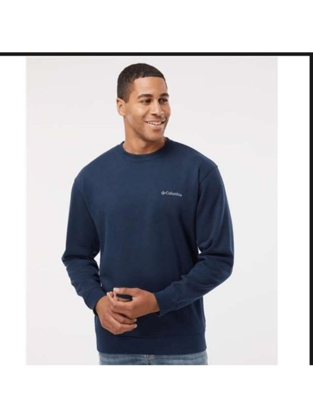 Columbia Mens Navy Blue Crewneck Sweatshirt L Cotton Long Sleeve Casual Wear